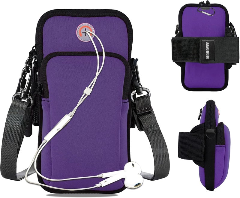 MOVOYEE Phone Holder for Running Armband,Cell Phone Crossbody Bags for Women Kids,iPhone 11 12 13 14 15 16e 16 Pro Max Xs Xr X Plus Mini Galaxy Ultra S24 S25 Note 20 Key Pouch Workout Sports Arm Band - Image 1